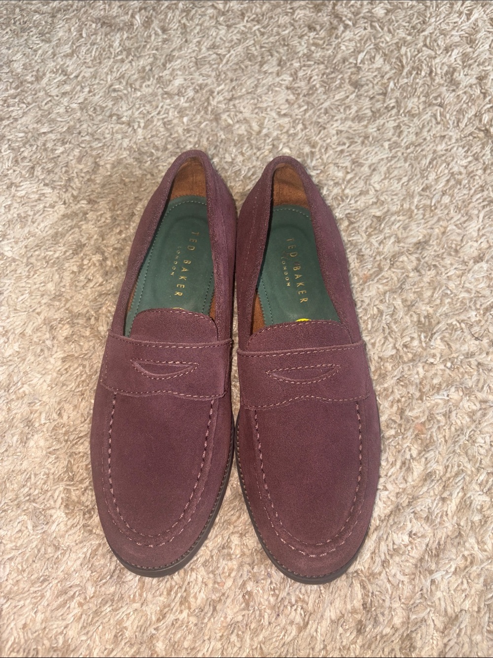 Ted Baker Men’s Wine Suede Penny Loafers